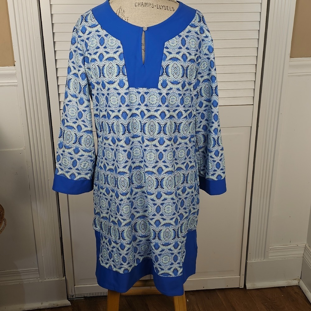 Cabana Life Womens Blue White‎ Cabana Tunic Dress XL